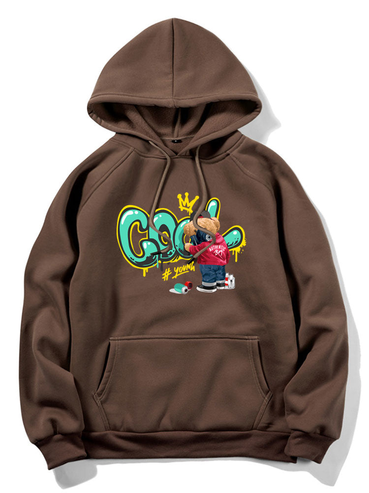 Graffiti Bear Print Hoodie